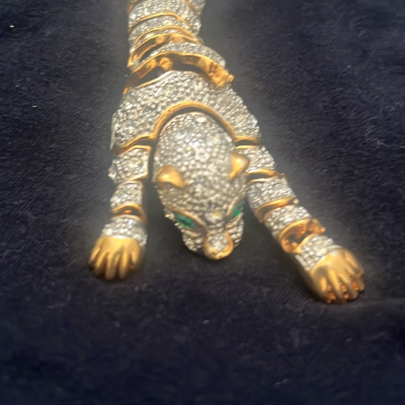 Vintage Articulated Flexible Tiger Panther Shoulder Gold Tone Brooch - Picture 2 of 12